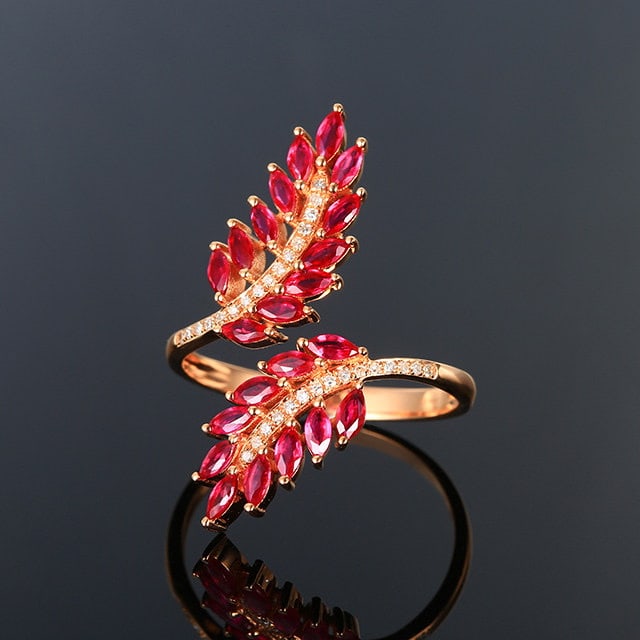 14k Gold 0.98 Ctw Natural Ruby & Diamond Ring - 2