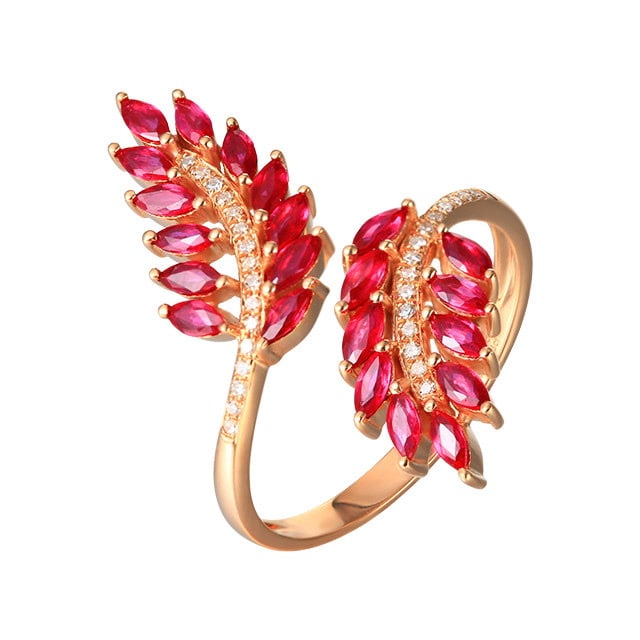 14k Gold 0.98 Ctw Natural Ruby & Diamond Ring - 5