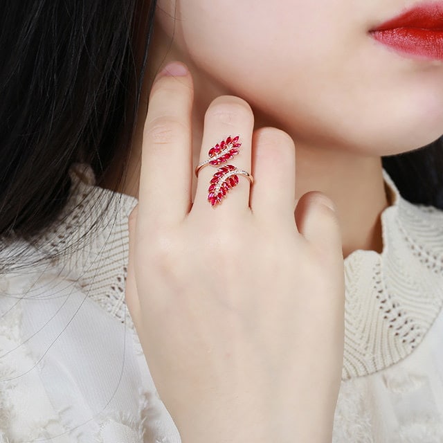 14k Gold 0.98 Ctw Natural Ruby & Diamond Ring - 6