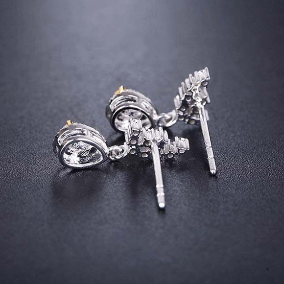 14k Gold 0.69 Ctw Natural Yellow Diamond & Color Diamond Earrings - 4