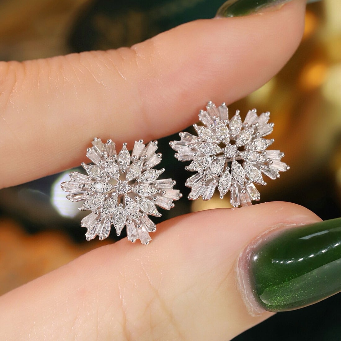 14k Gold 1.3 Ct Natural H Diamond Earrings - 6