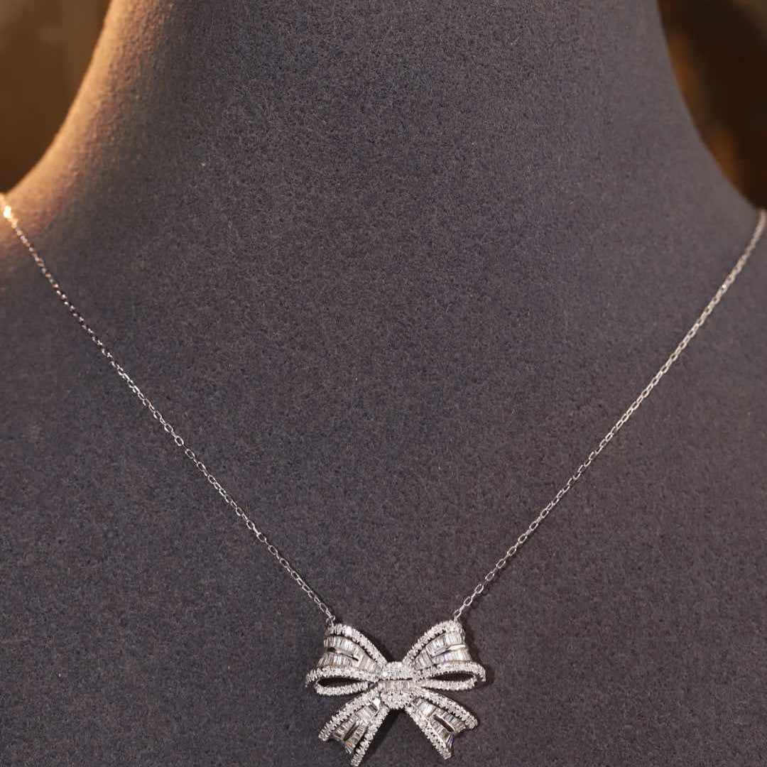 14k Gold 1.00 Ct Natural H Diamond Necklace - 2