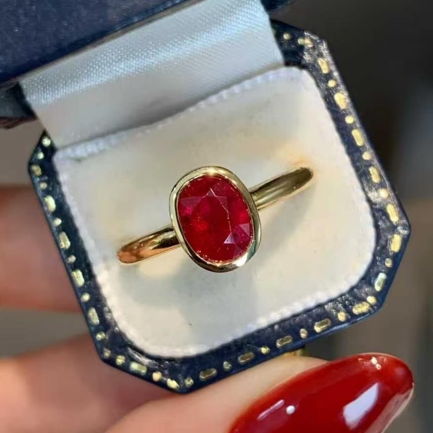 14k Gold 1.2 Ct Natural Ruby & Solitaire Ring (1 of 5)