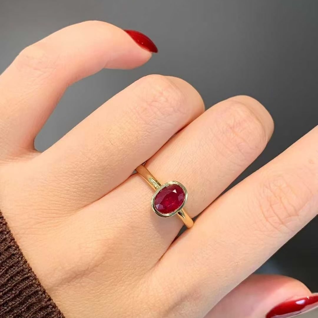 14k Gold 1.2 Ct Natural Ruby & Solitaire Ring - 4