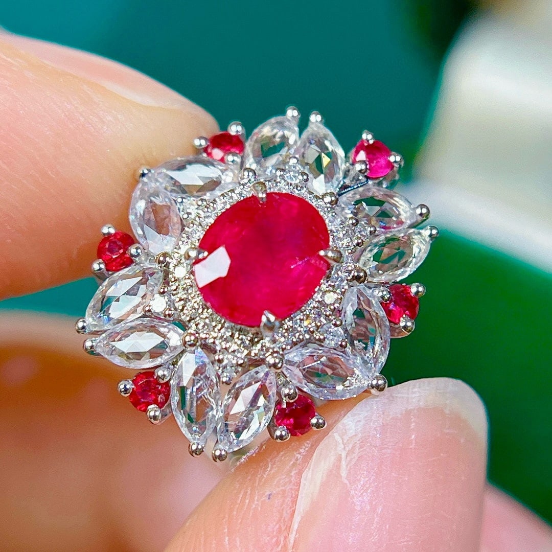 14k Gold 1.22 Ctw Natural Ruby & Diamond Ring/pendant( Without Chain ): Ref:231131114 // gold content:14k gold // ring size:7. 25us // // main gemstone:ruby // shape:multiple // carat weight:1. 02ct // color:red // treatment:natural // // adjacent gemstone 2 : diamond //