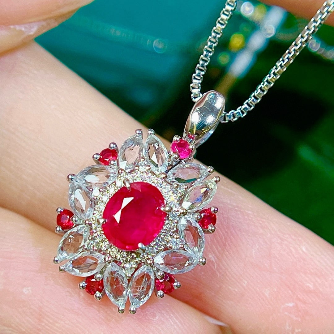 14k Gold 1.22 Ctw Natural Ruby & Diamond Ring/pendant( Without Chain ) - 9