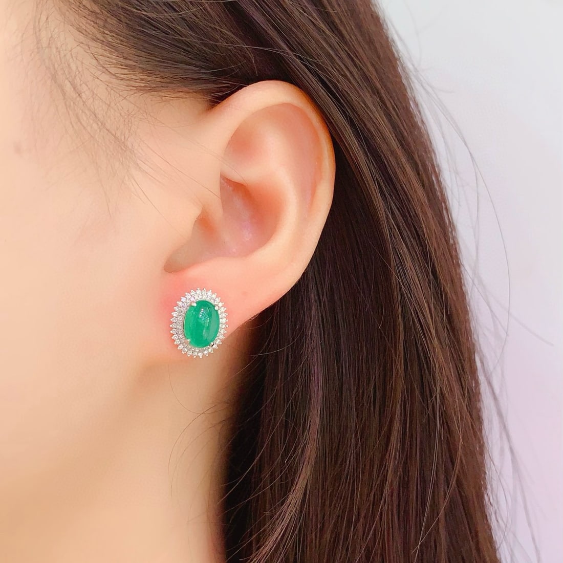 14k Gold 3.16 Ct Natural Emerald & Diamond Earrings - 5