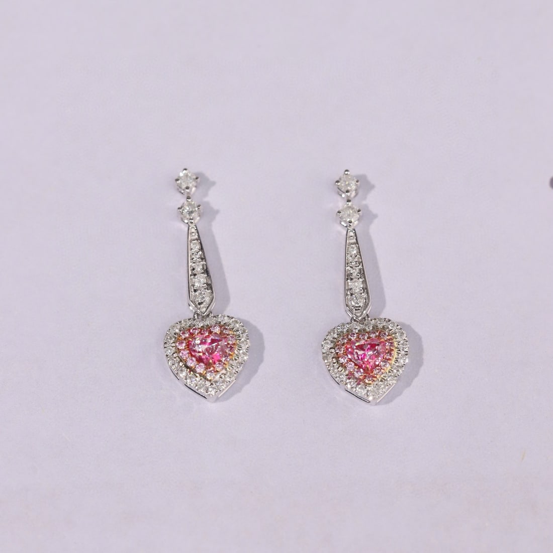 14k Gold 0.62 Ctw Natural Pink Diamond & Diamond Earrings - 4
