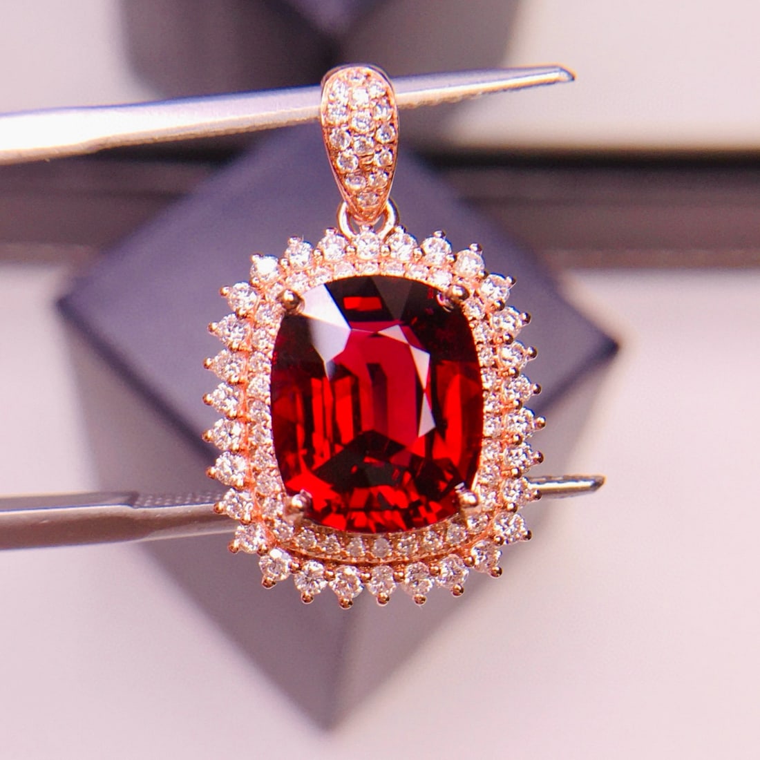 14k Gold 3.66 Ct Natural Tourmaline & Diamond Pendant( Without Chain ) - 2