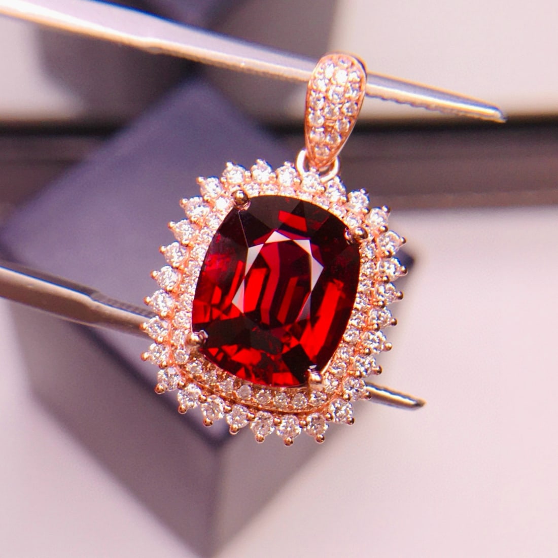 14k Gold 3.66 Ct Natural Tourmaline & Diamond Pendant( Without Chain ) - 3