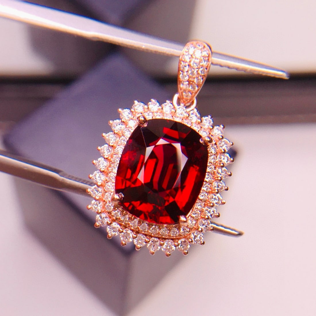 14k Gold 3.66 Ct Natural Tourmaline & Diamond Pendant( Without Chain ) - 4