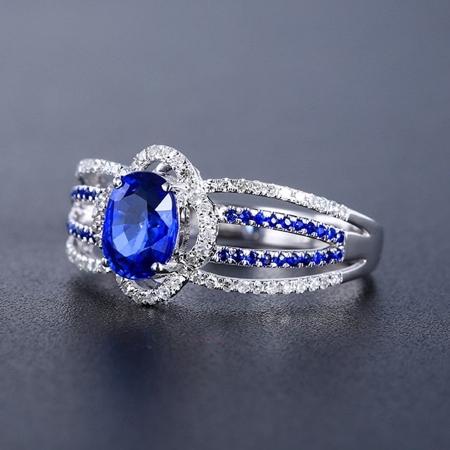 14k Gold 1.28 Ctw Natural Sapphire & Sapphire Ring - 2