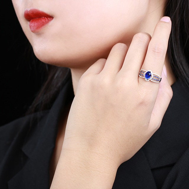 14k Gold 1.28 Ctw Natural Sapphire & Sapphire Ring - 5