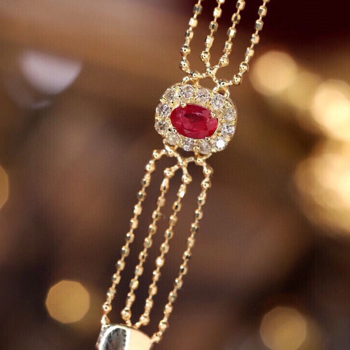 14k Gold 2.15 Ctw Natural Ruby & Diamond Bracelet - 4