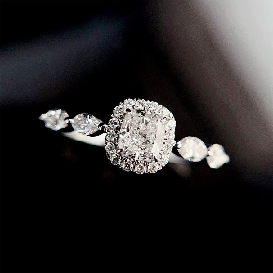 Gia Certified 14k Gold 0.95 Ctw Natural G Si1 Cushion Diamond Ring: Ref:231131172 // gold content:14k gold // ring size:7. 25us // // main gemstone:diamond // certified:gia // shape:cushion // carat weight:0. 50ct // clarity grade:si1 // color:g //