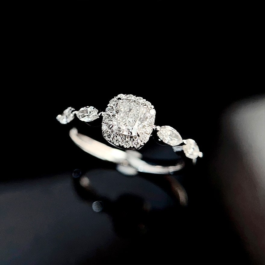 Gia Certified 14k Gold 0.95 Ctw Natural G Si1 Cushion Diamond Ring - 4