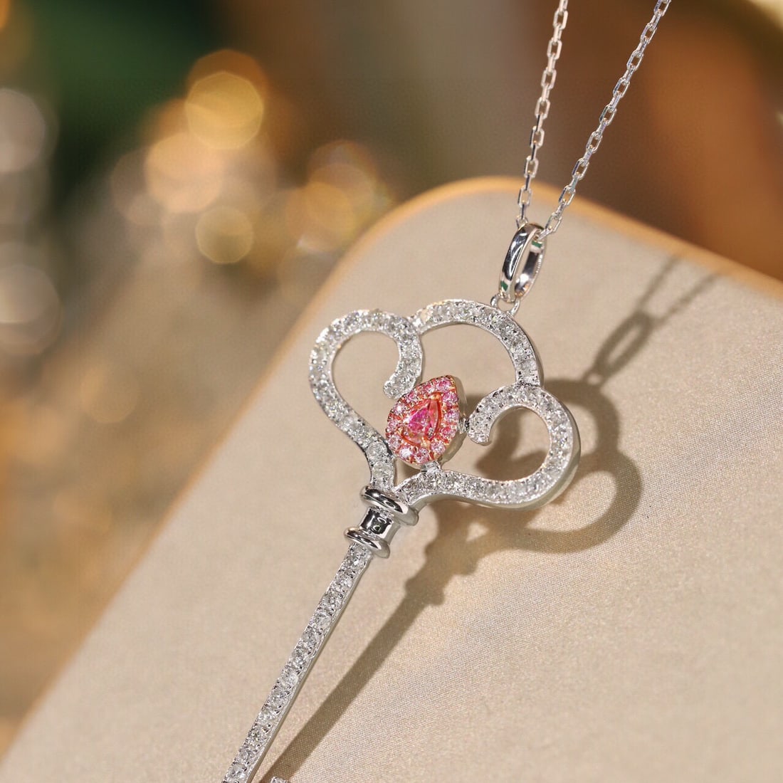 14k Gold 0.6 Ctw Natural Pink Diamond & Diamond Necklace - 3