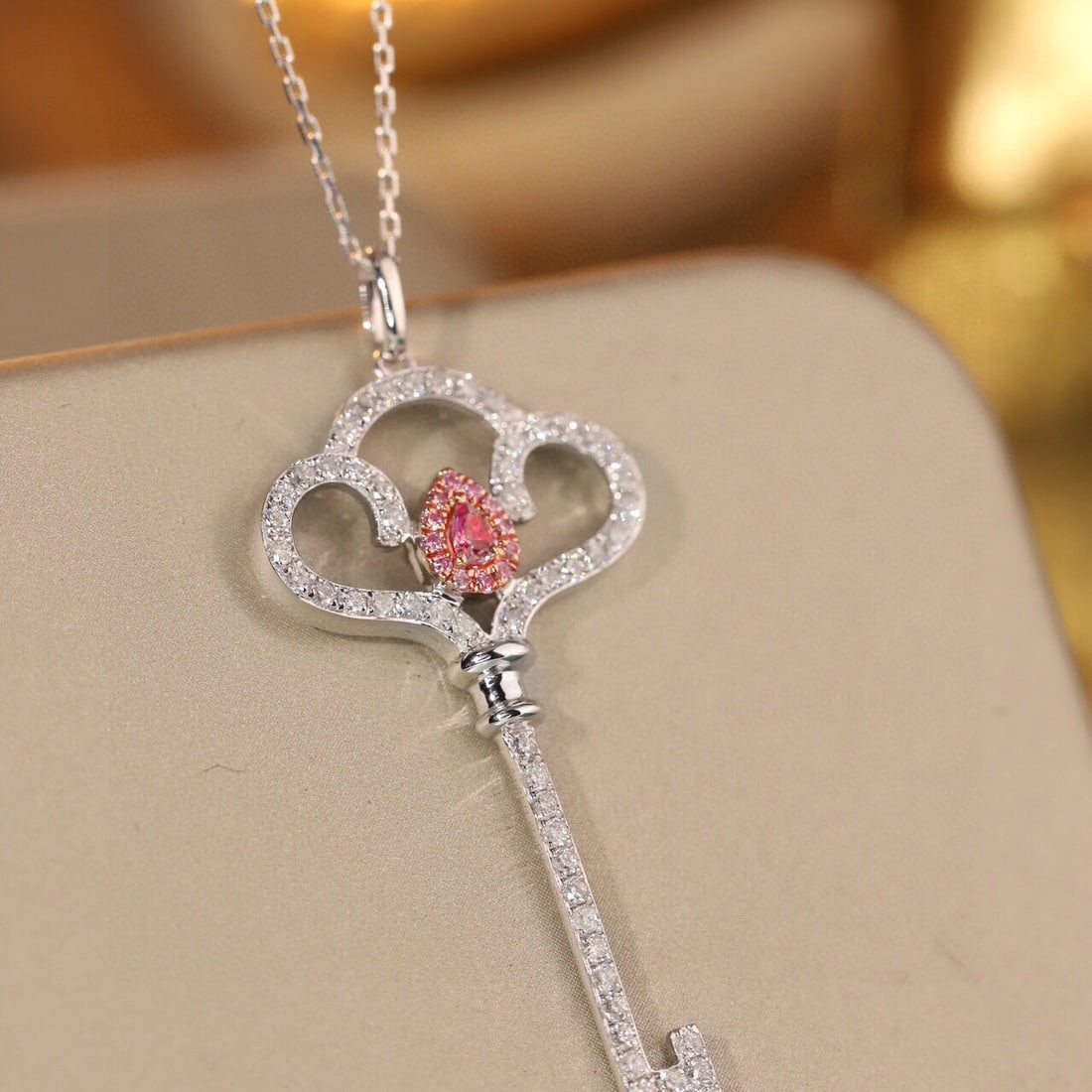 14k Gold 0.6 Ctw Natural Pink Diamond & Diamond Necklace - 4