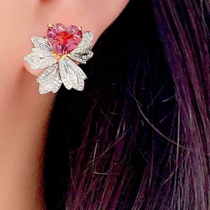 14k Gold 3.8 Ct Natural Tourmaline & Diamond Earrings - 6