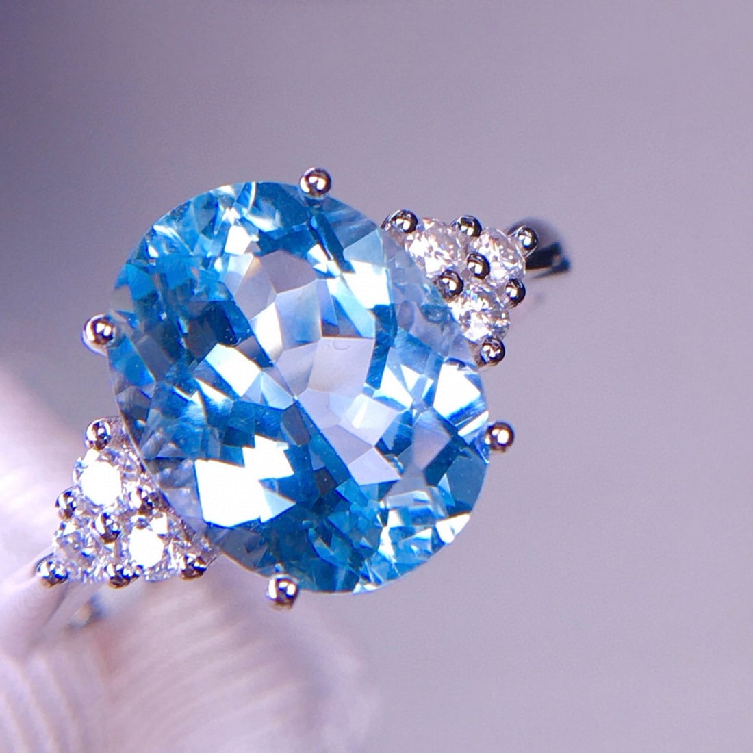 14k Gold 3.25 Ct Natural Aquamarine & Diamond Ring - 3