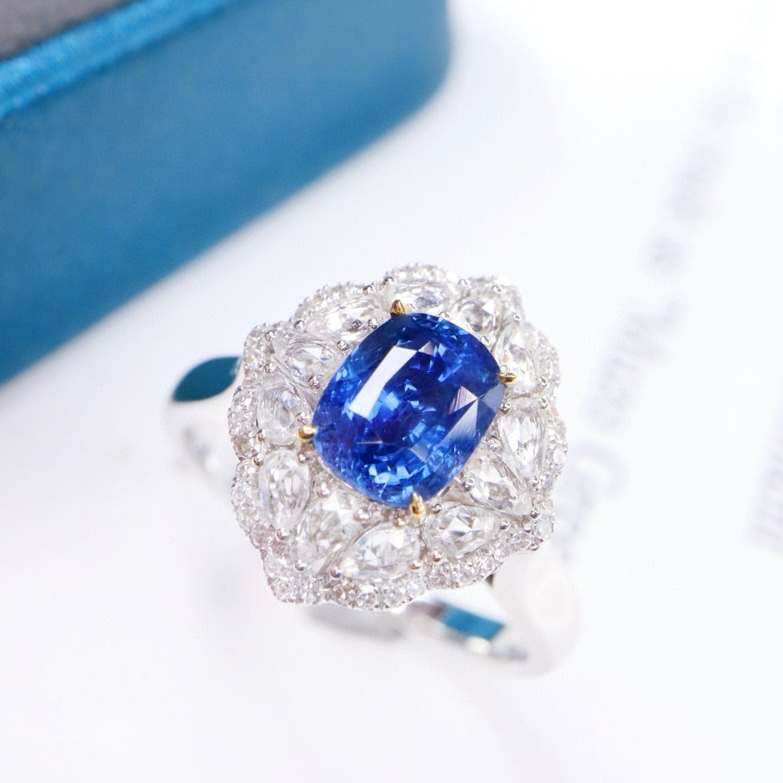 14k Gold 1.77 Ctw Natural Sapphire & Diamond Ring/pendant( Without Chain ) - 2