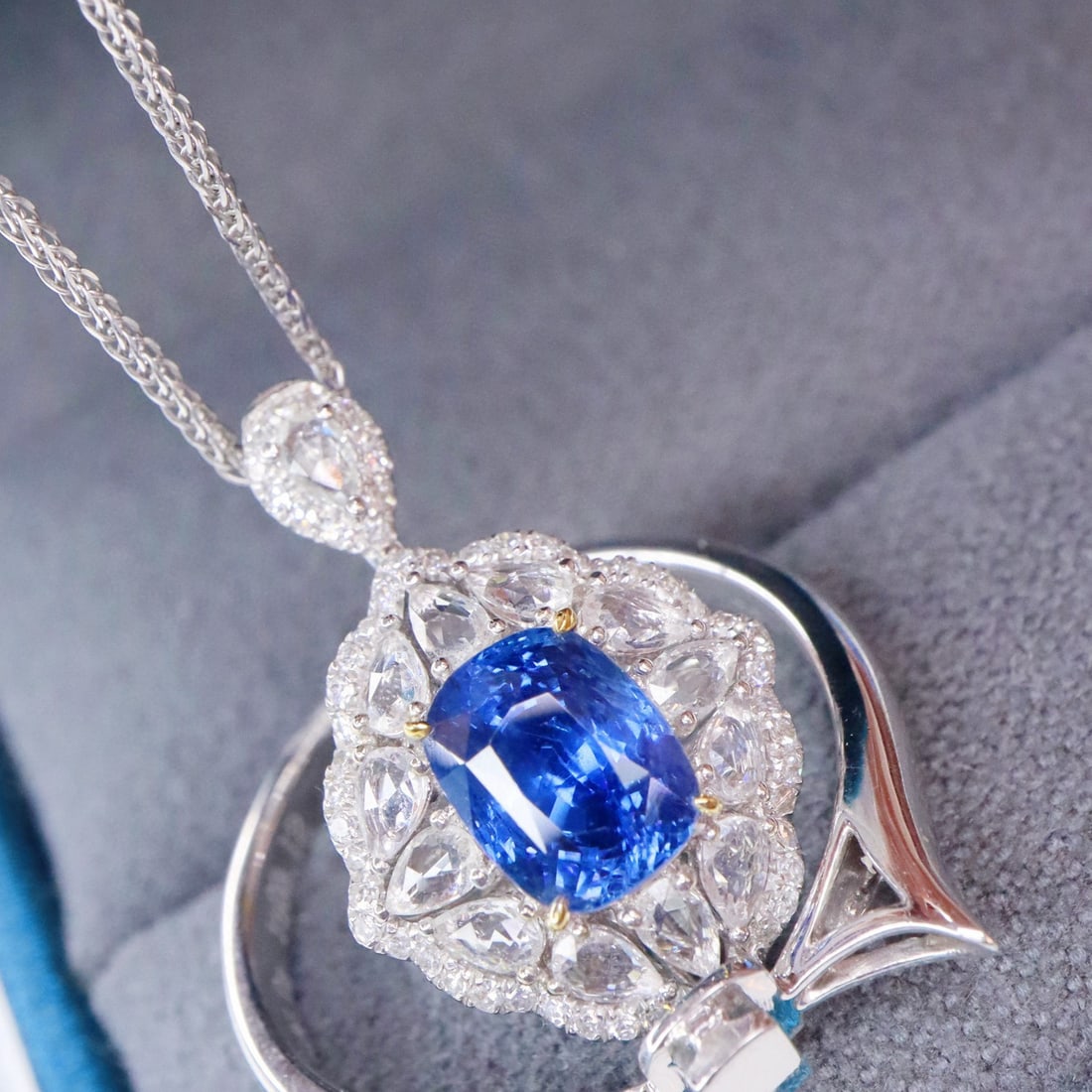 14k Gold 1.77 Ctw Natural Sapphire & Diamond Ring/pendant( Without Chain ) - 3