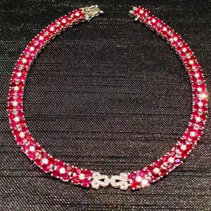 14k Gold 6.5 Ct Natural Ruby & Diamond Bracelet (1 of 7)