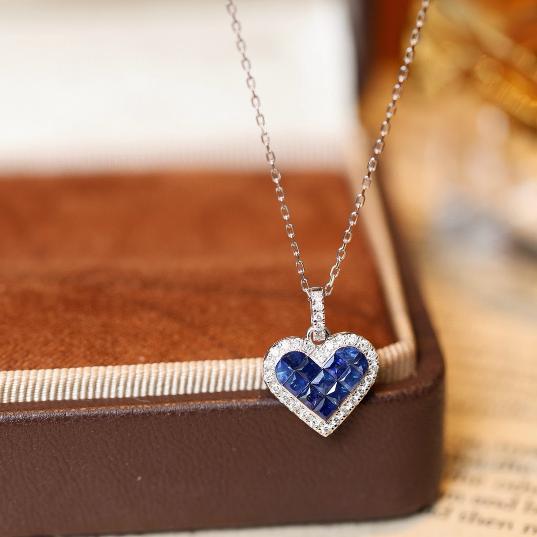 14k Gold 0.97 Ctw Natural Sapphire & Diamond Pendant( Without Chain ) - 2