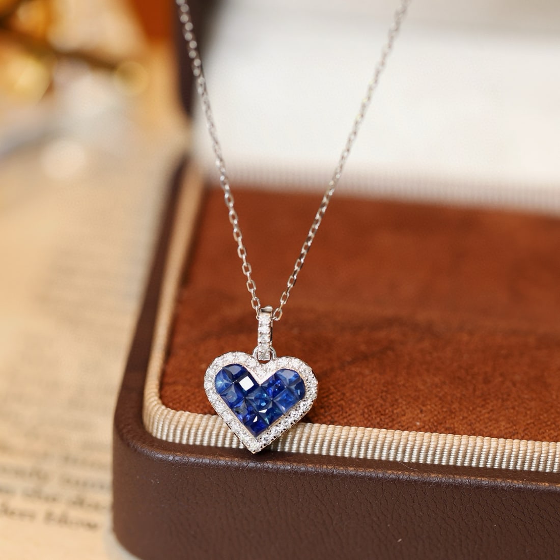 14k Gold 0.97 Ctw Natural Sapphire & Diamond Pendant( Without Chain ) - 3