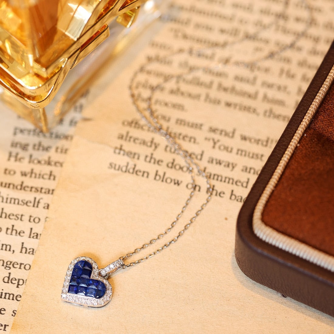 14k Gold 0.97 Ctw Natural Sapphire & Diamond Pendant( Without Chain ) - 4