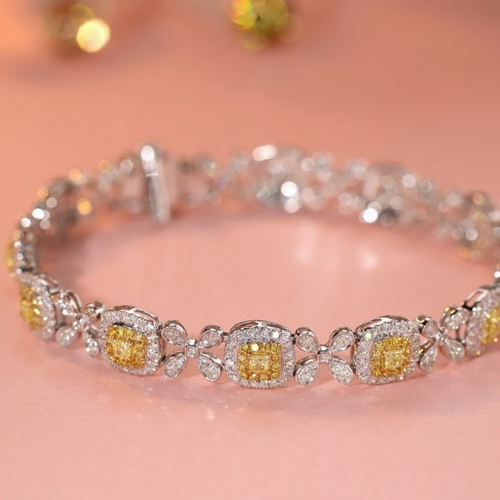 14k Gold 2.85 Ct Natural Color Diamond Bracelet (1 of 9)