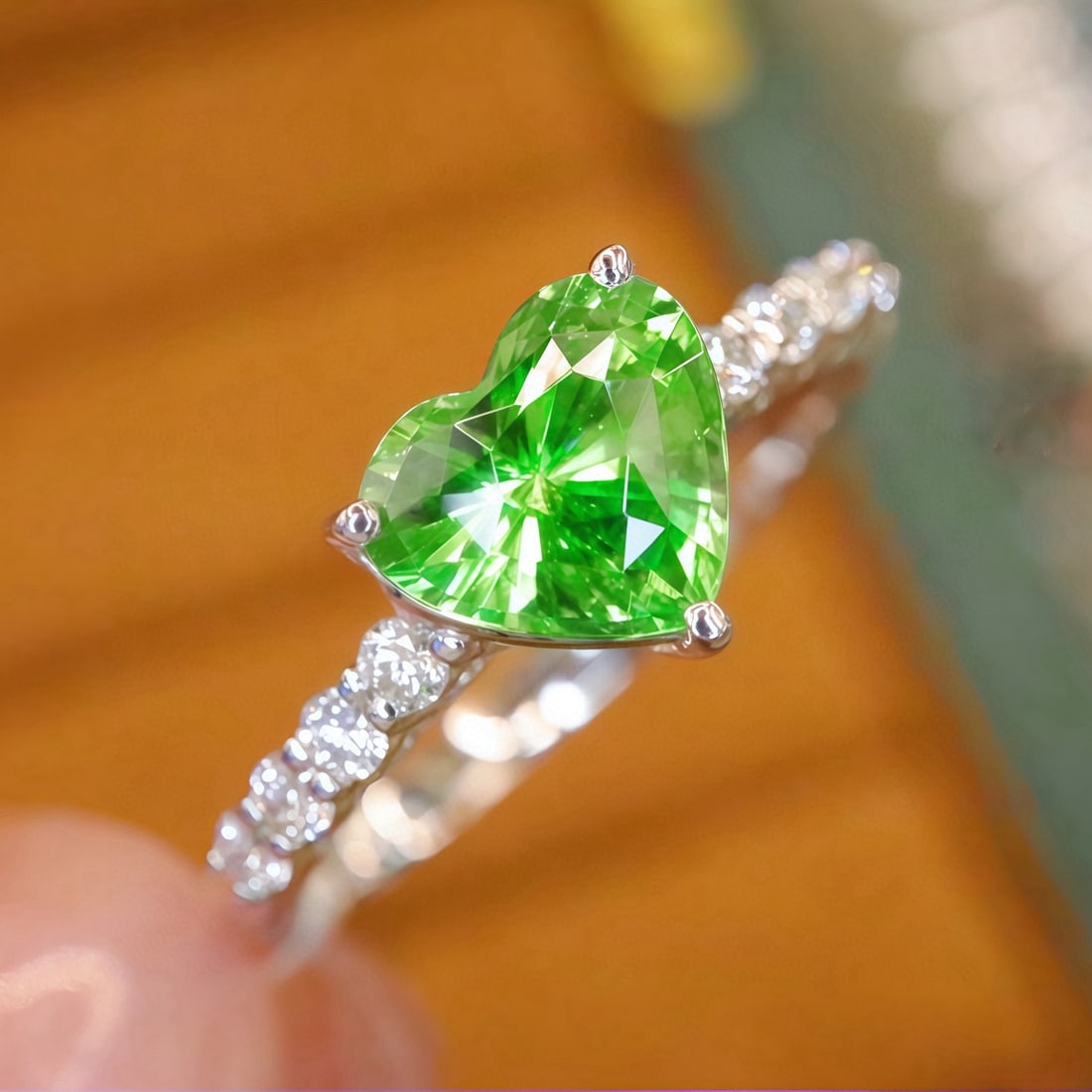 14k Gold 1.24 Ctw Natural Tsavorite & Diamond Ring - 3