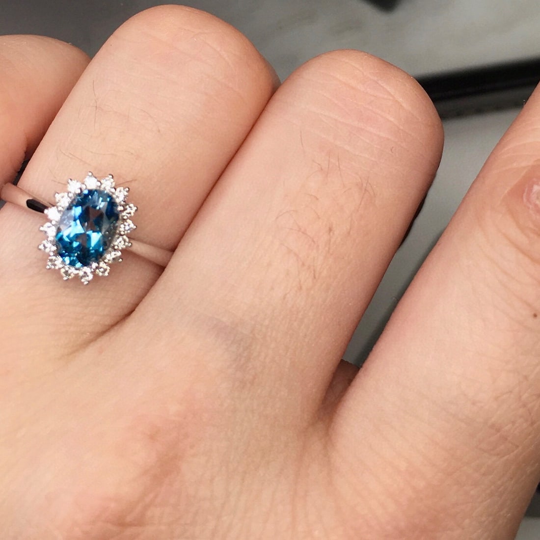 14k Gold 1.06 Ct Natural Aquamarine & Diamond Ring - 8