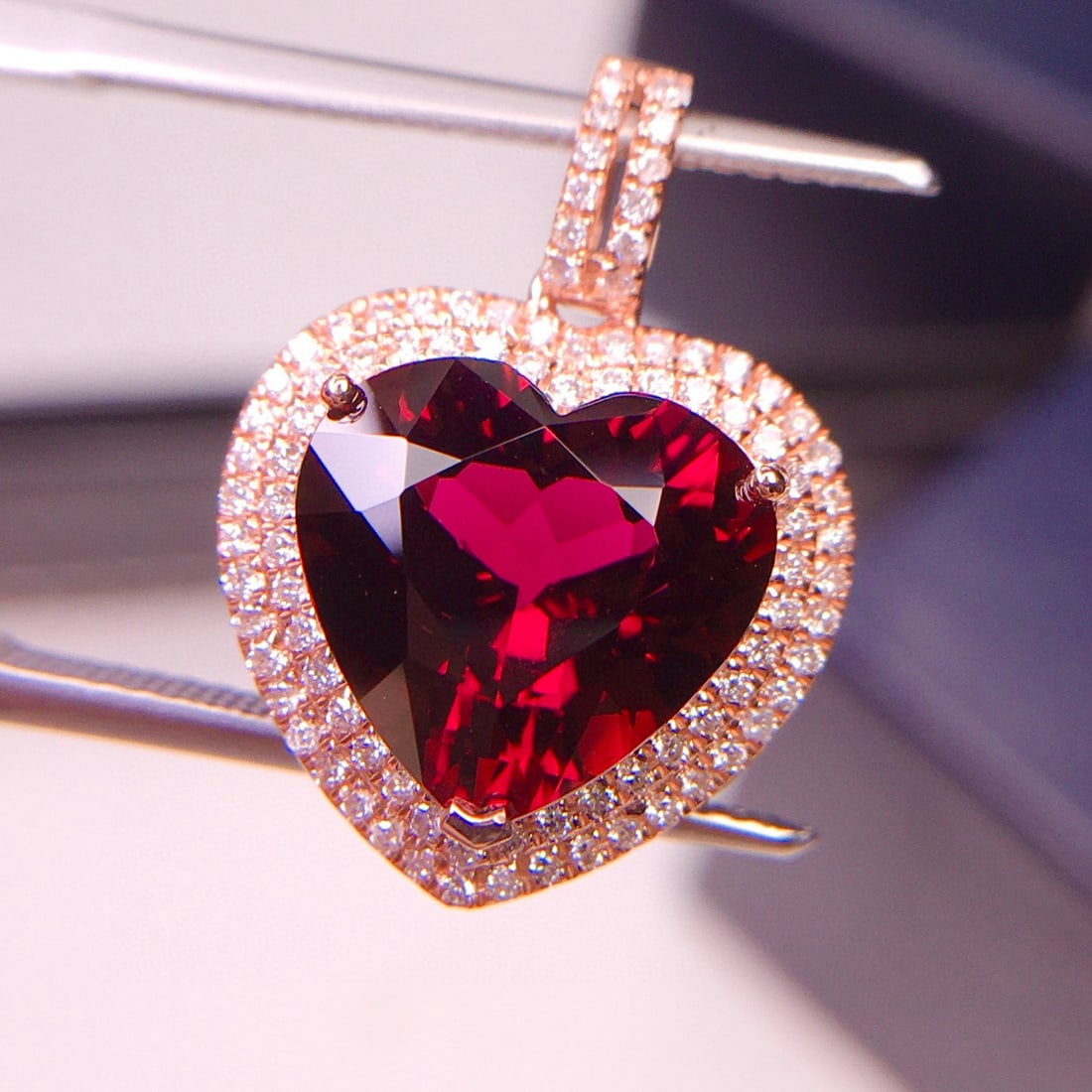 14k Gold 4.1 Ct Natural Tourmaline & Diamond Pendant( Without Chain ) - 3