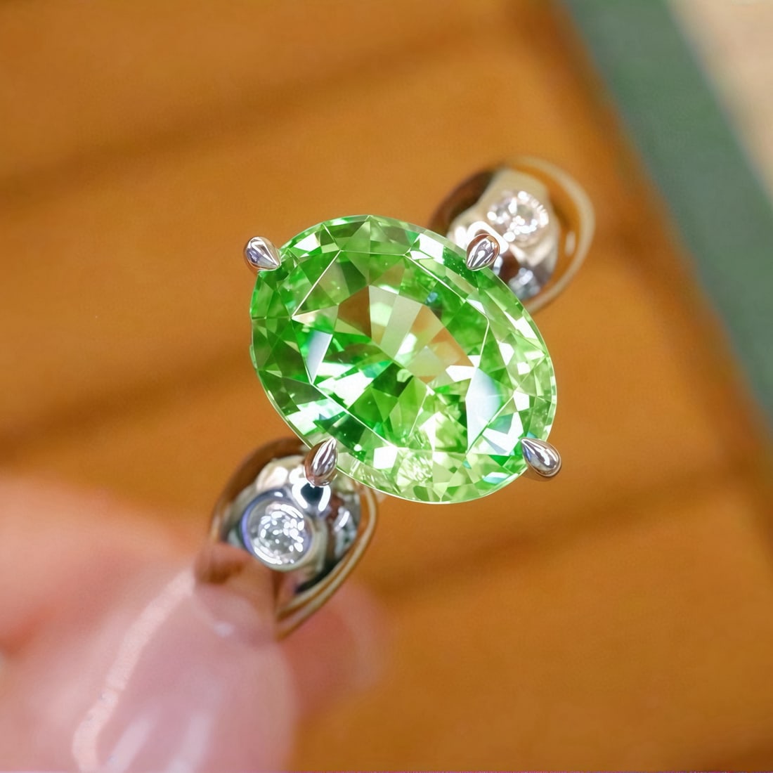 14k Gold 2.31 Ctw Natural Tsavorite & Diamond Ring - 3