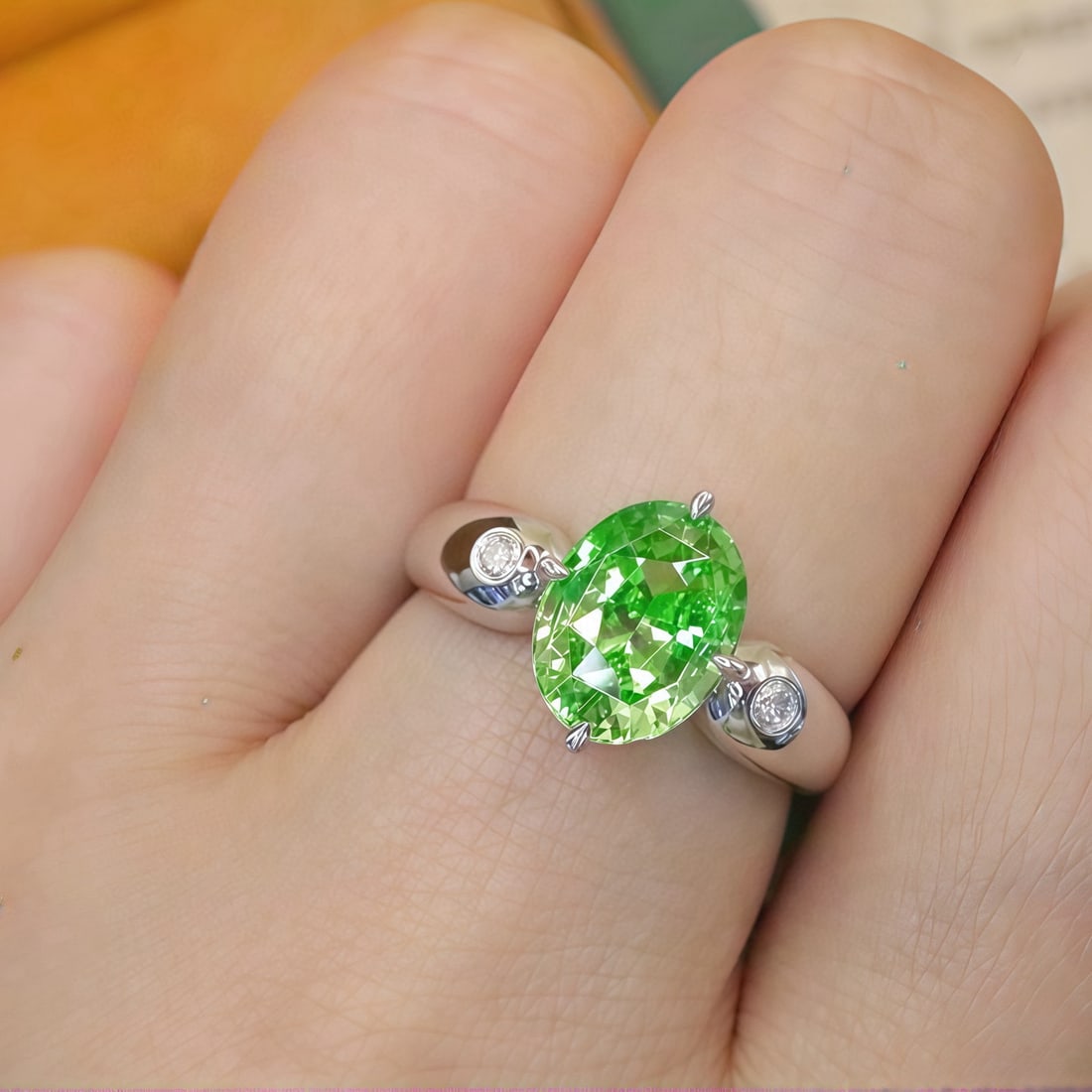 14k Gold 2.31 Ctw Natural Tsavorite & Diamond Ring - 5