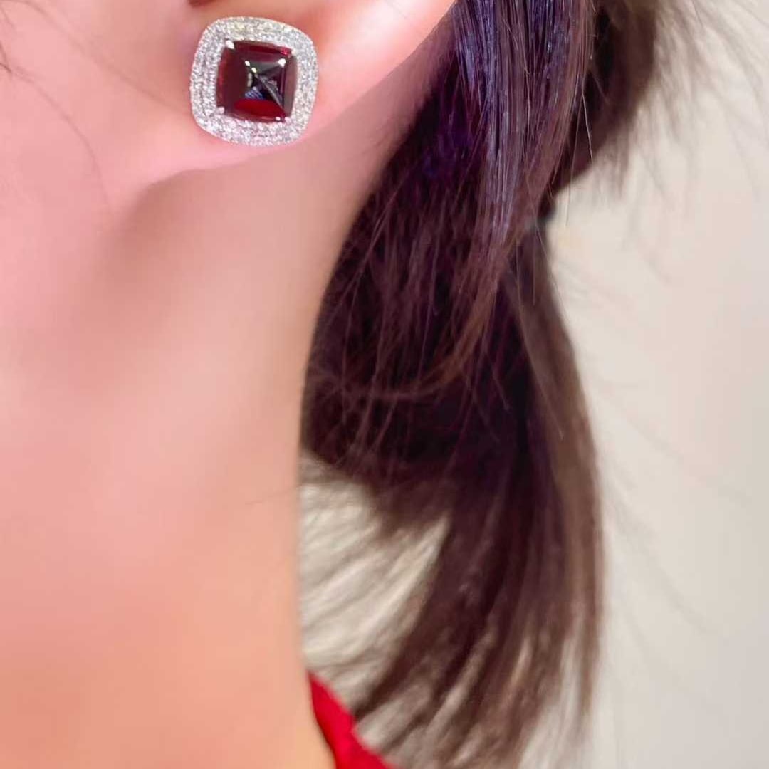 14k Gold 4.15 Ct Natural Tourmaline & Diamond Earrings - 6