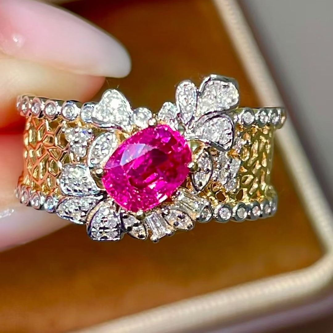 14k Gold 1.40 Ctw Natural Ruby & Diamond Ring - 3