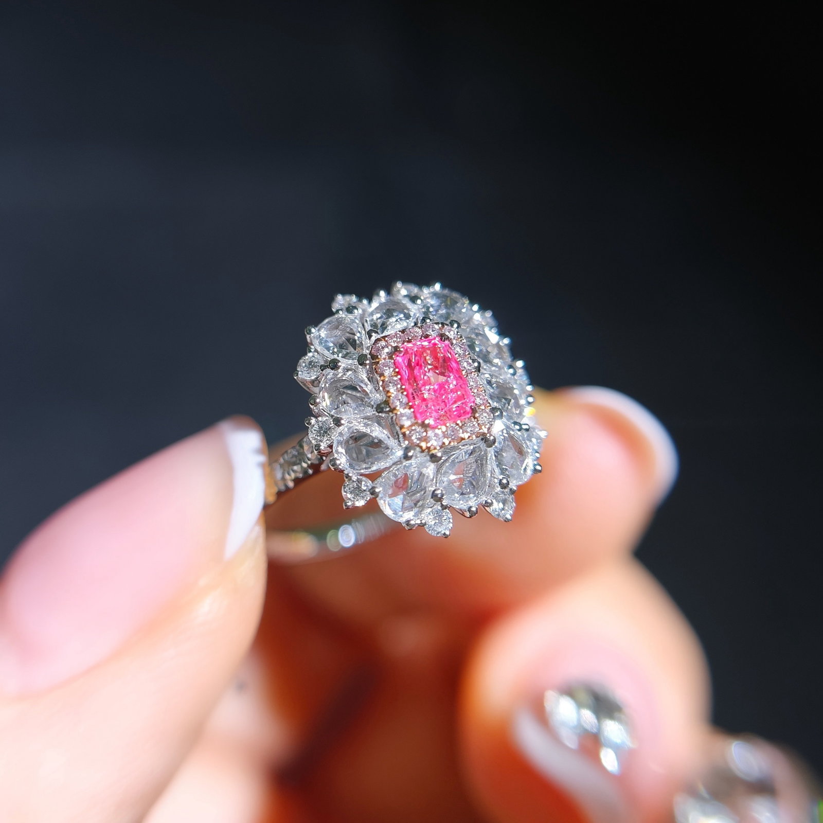 14k Gold 0.97 Ctw Natural Pink Diamond & Diamond Ring - 2