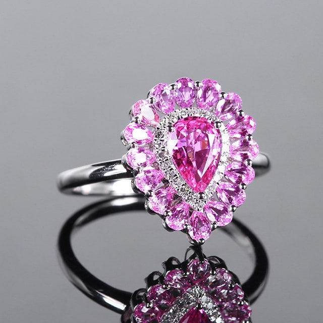 14k Gold 1.91 Ctw Natural Padparadscha Sapphire & Diamond Ring - 3