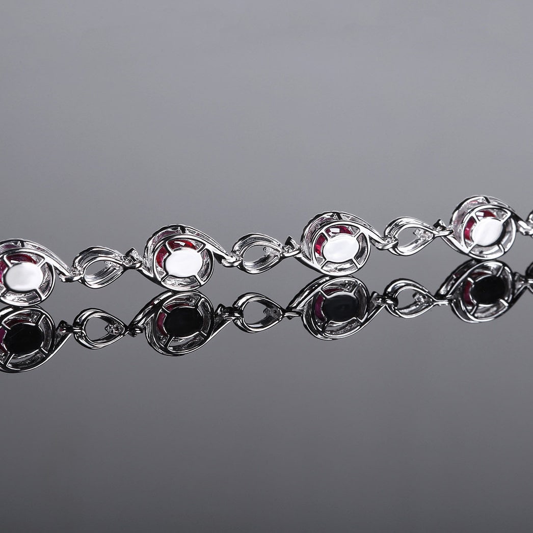 14k Gold 5.30 Ctw Natural Ruby & Diamond Bracelet - 4