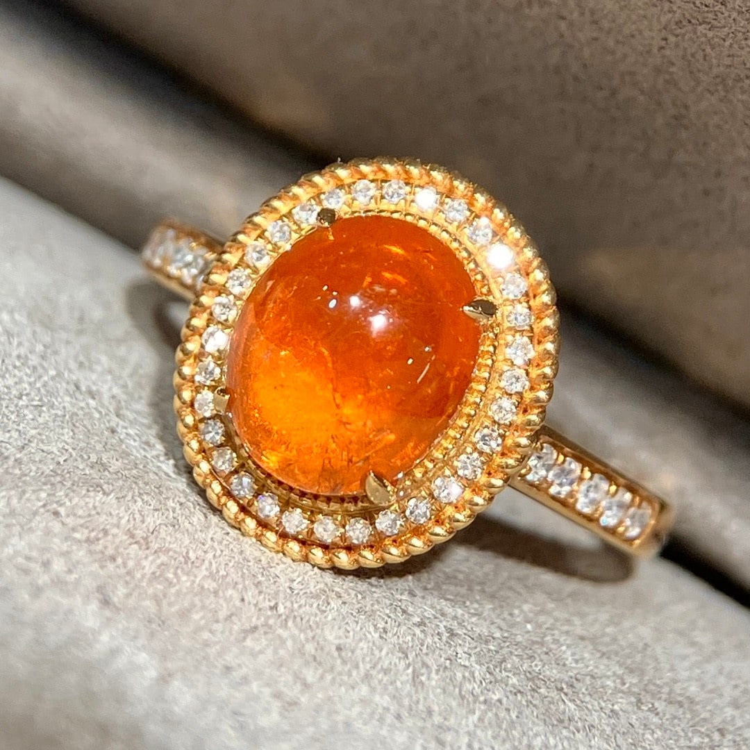 14k Gold 3.22 Ctw Natural Spessartine & Diamond Ring - 3