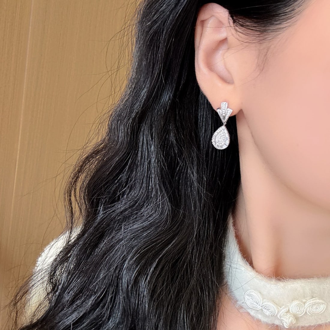 14k Gold 0.88 Ct Natural H Diamond Earrings - 6