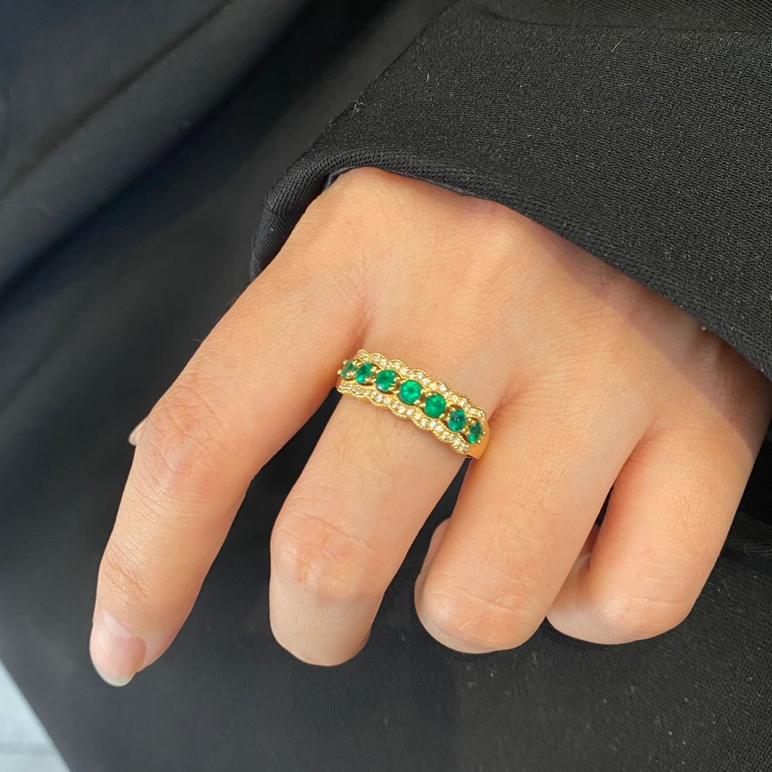14k Gold 0.57 Ctw Natural Emerald & Diamond Ring - 3