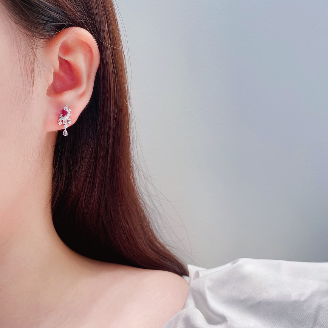 14k Gold 1.30 Ctw Natural Ruby & Diamond Earrings - 2