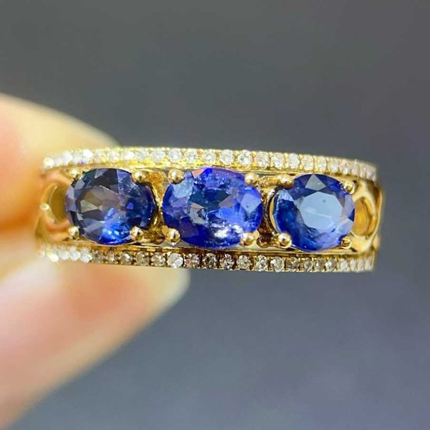14k Gold 1.75 Ctw Natural Sapphire & Diamond Ring (1 of 6)