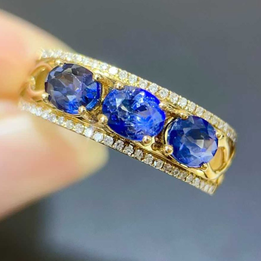 14k Gold 1.75 Ctw Natural Sapphire & Diamond Ring - 2