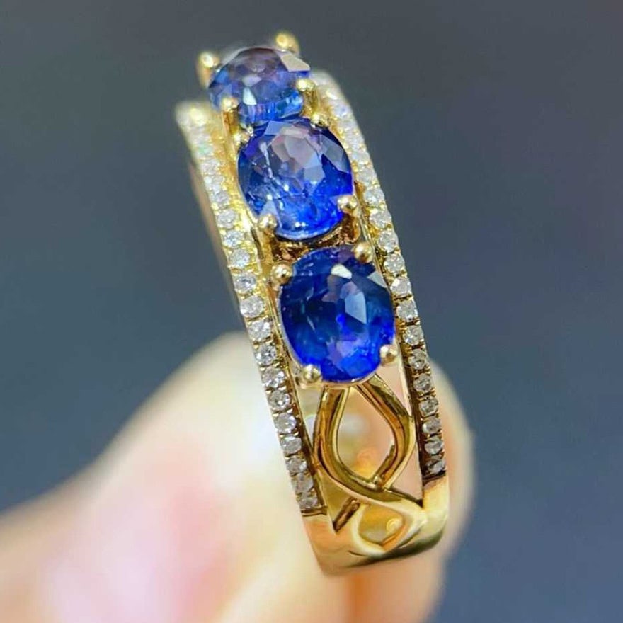 14k Gold 1.75 Ctw Natural Sapphire & Diamond Ring - 4