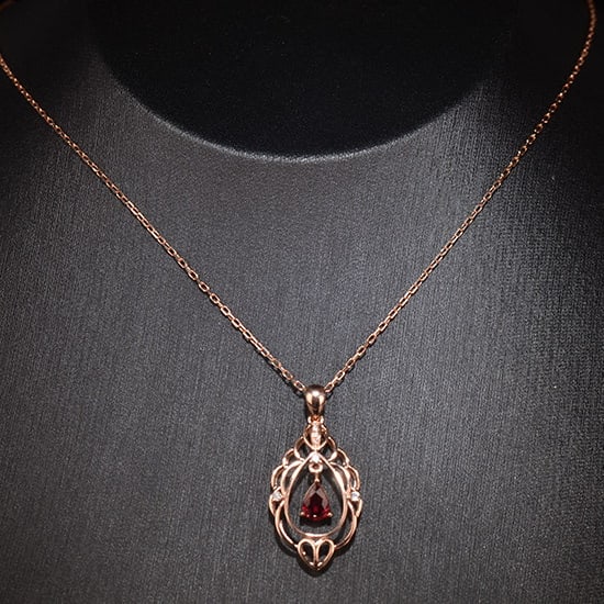 14k Gold 0.65 Ctw Natural Ruby & Diamond Pendant( Without Chain ) - 5