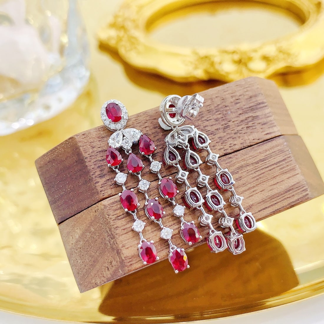 14k Gold 5.52 Ctw Natural Ruby & Diamond Earrings - 3